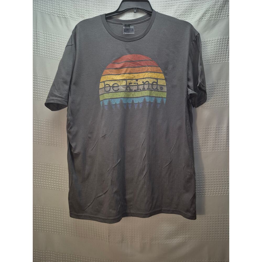 Gildan mens size XL gray graphic t-shirt Be Happy 100% cotton 7275